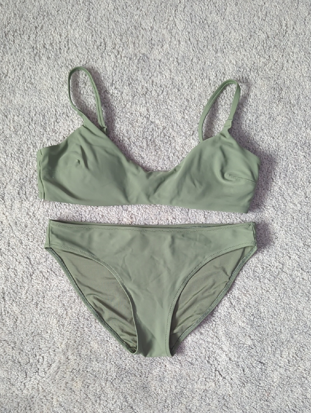 Aerie Olive Green Two-Piece Scoop Bikini Set - Bra Size L, Bottom Size M
